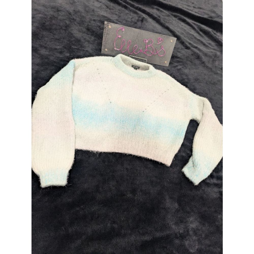 EUC Wild Fable Light Blue/White Crop Sweater XS
